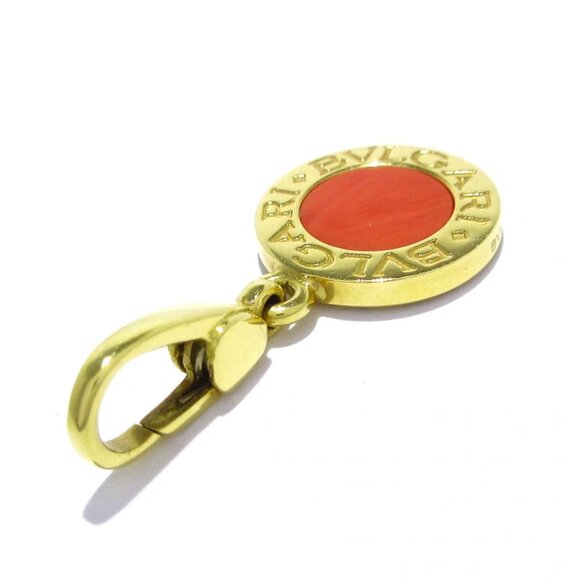 BVLGARI 18K Yellow Gold Orange Color Stone Pendant Head 703-081525 - Picture 2 of 5